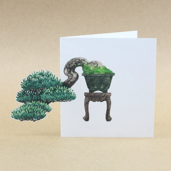 small bonsai japanese cute note card