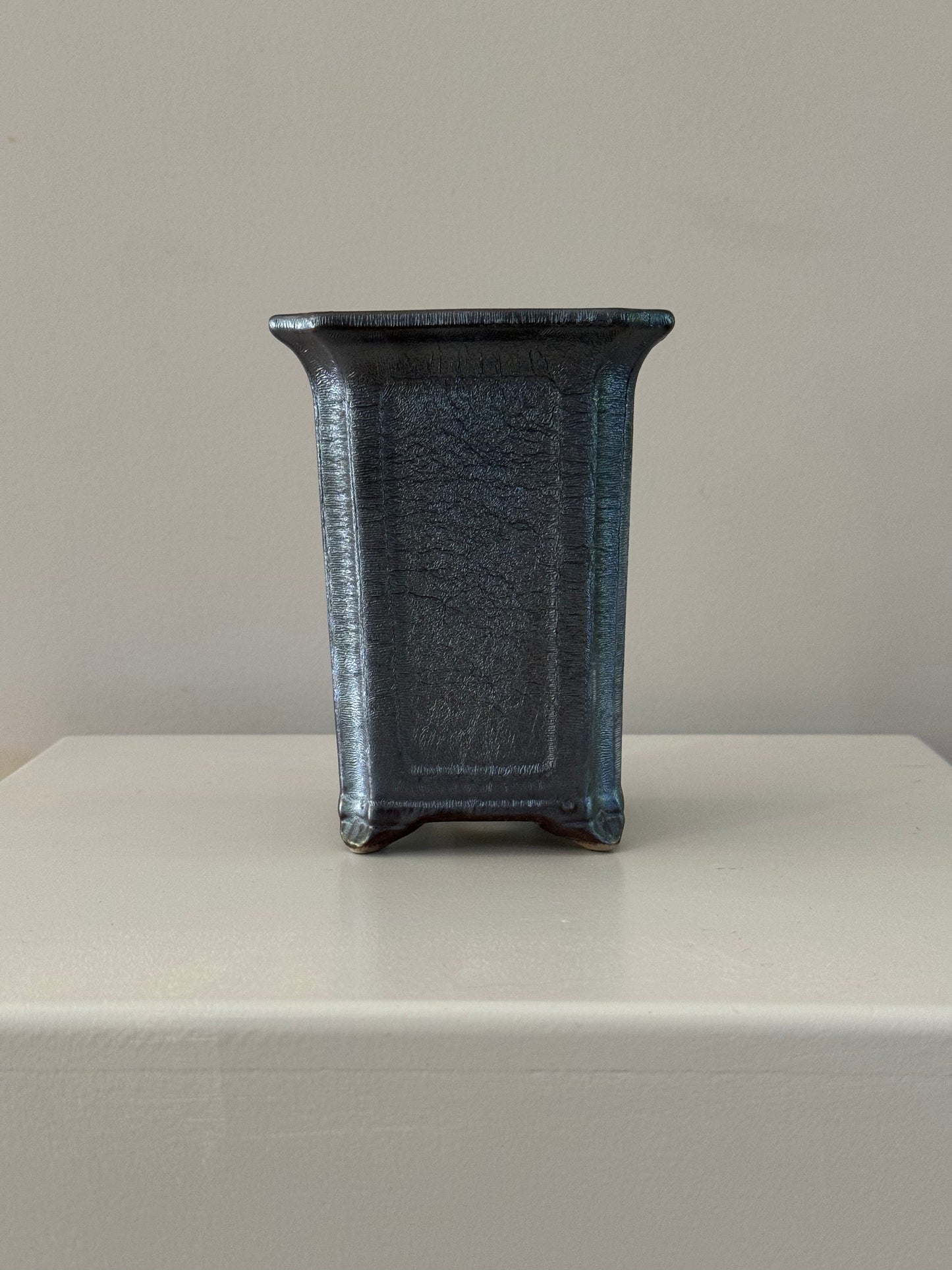 rough black grey charcoal bonsai vase pot small plant flowers home decor
