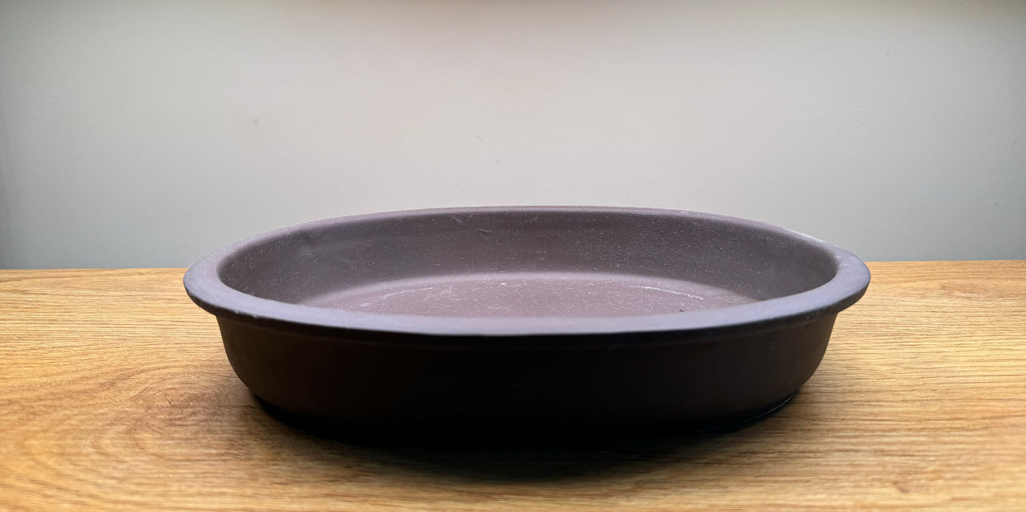 round oval bonsai dish seto yaki