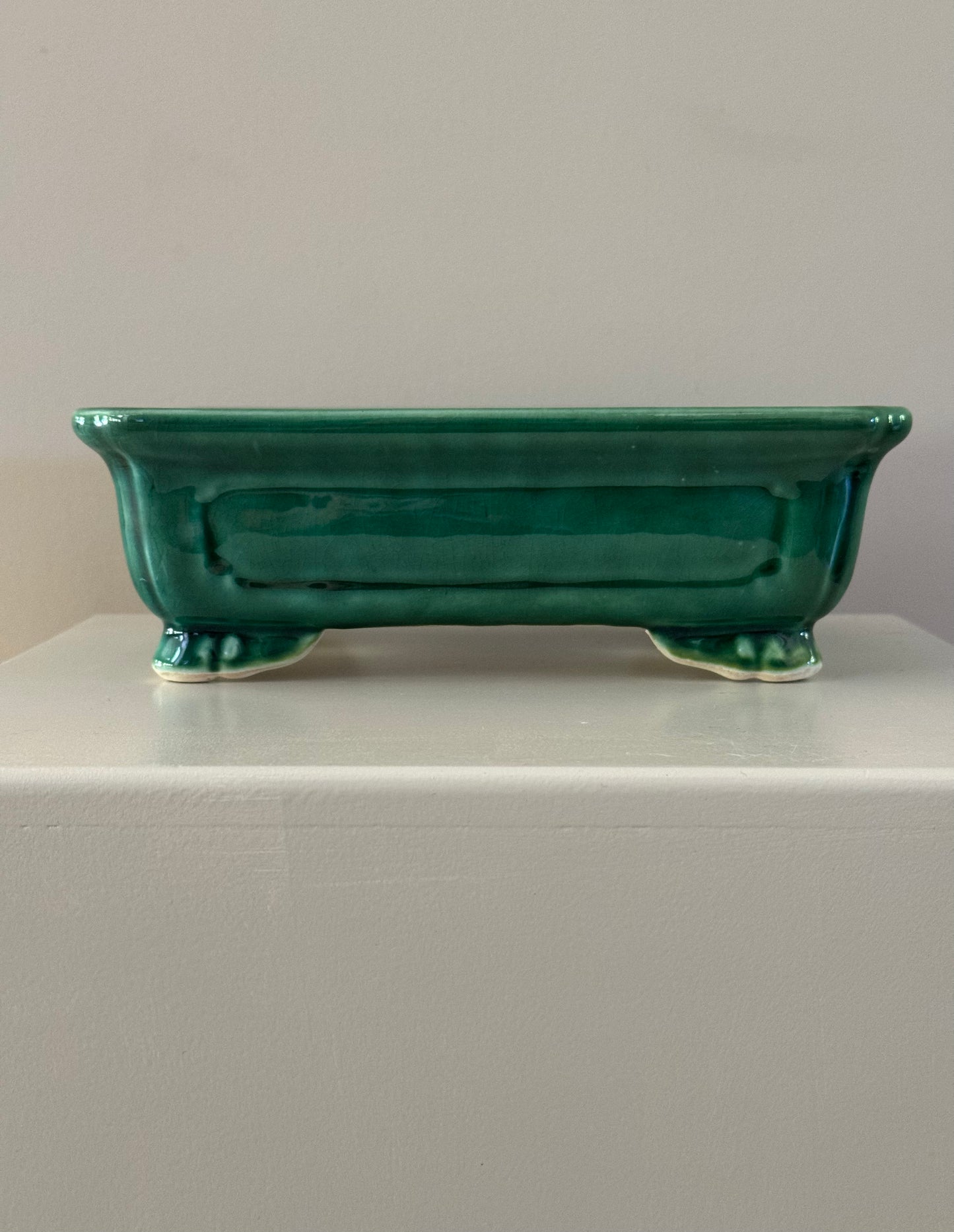 traditional green glazed bonsai pot