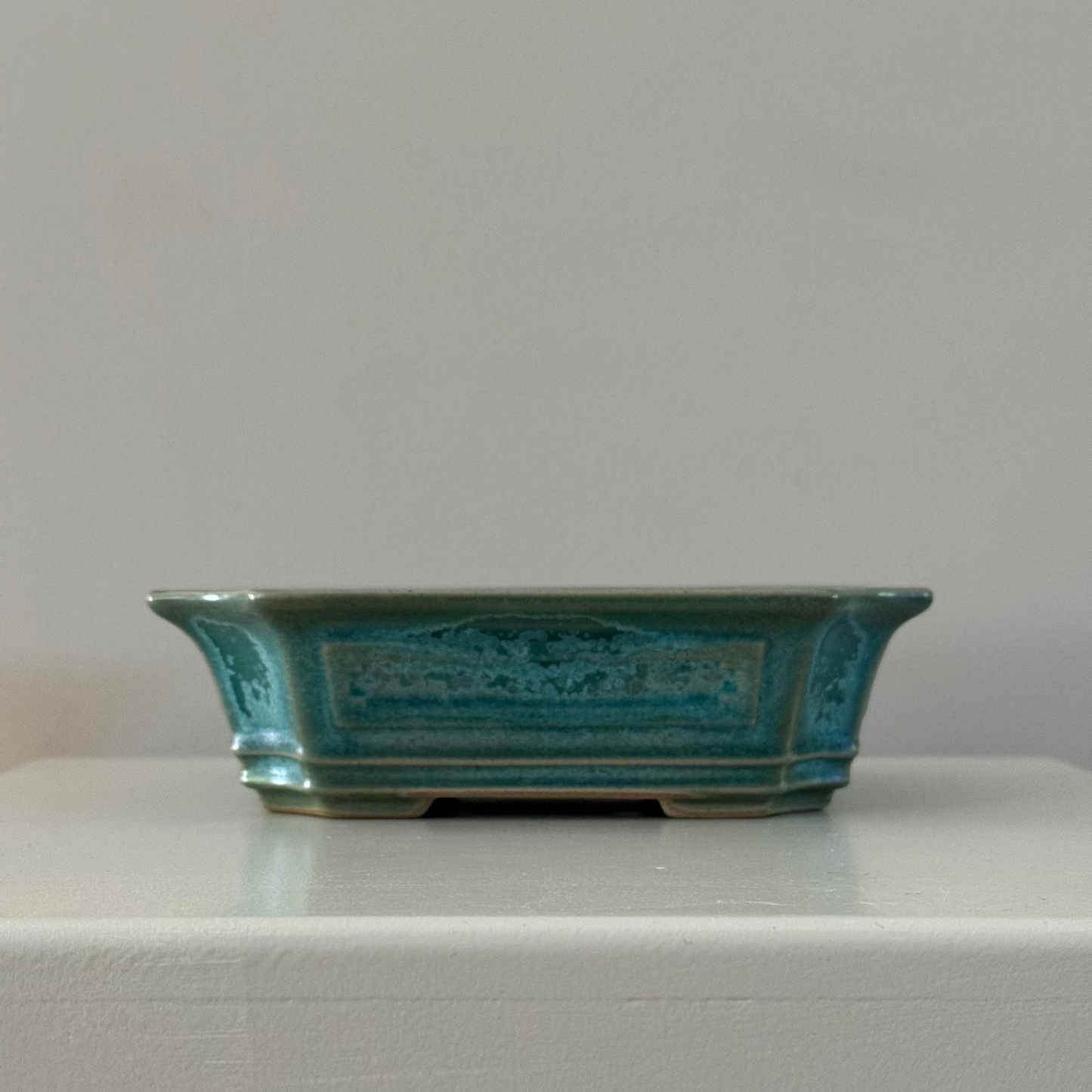 traditional style green blue glazed bonsai pot clay