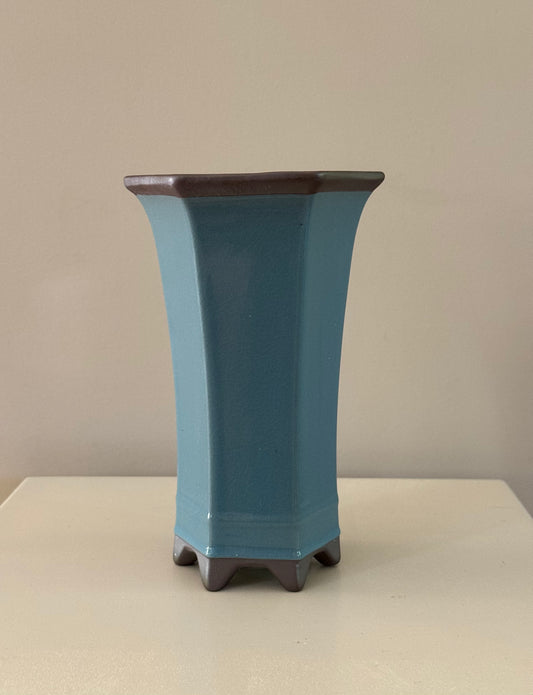 octagon tapered vase pot home decor in blue