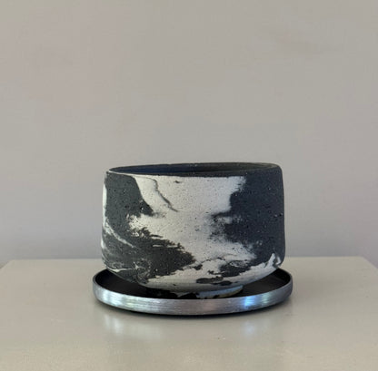 Marble effect black and white style pottery for plants