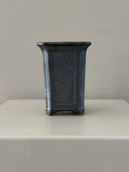 rough black grey charcoal bonsai vase pot small plant flowers home decor