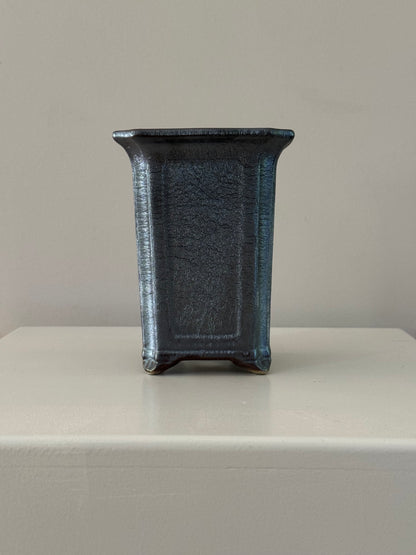 rough grey textured vase pot bonsai plant flowers
