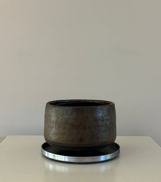 Organic metal look earthenware plant pot from Japan